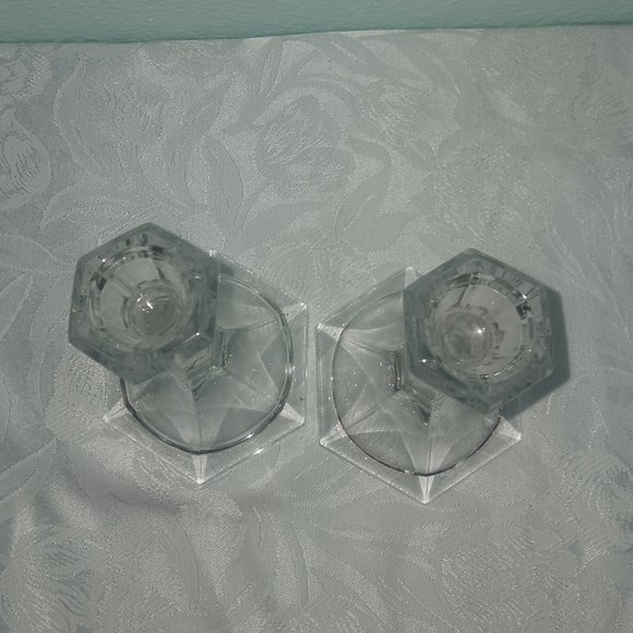 Vintage Gorham Slovakian Heavy Cut Crystal Candle Stick Holders - Picture 3 of 5
